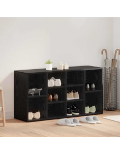 Panca per scarpe con lo scaffale Rovere Nero 103 x 30 x 54,5 cm 2