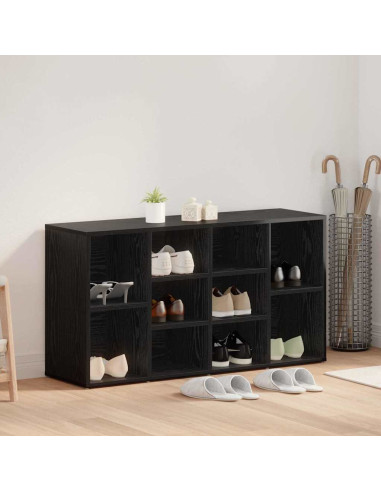 Panca per scarpe con lo scaffale Rovere Nero 103 x 30 x 54,5 cm