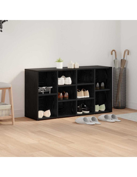 Panca per scarpe Rovere nero 103 x 30 x 55 cm Legno multistrato