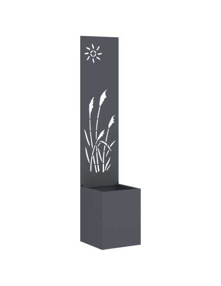 Vaso da Giardino con Pannello Decorativo Antracite 32 x 140 cm