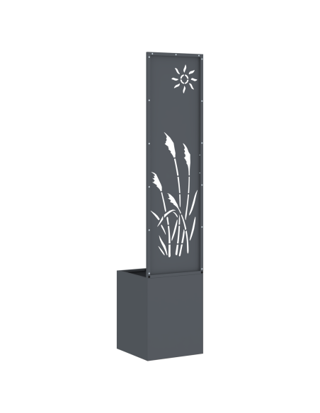 Vaso da Giardino con Pannello Decorativo Antracite 32 x 140 cm