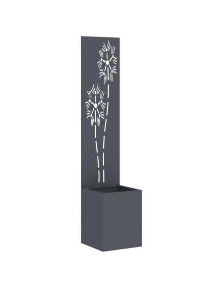 Vaso da Giardino con Pannello Decorativo Antracite 32 x 140 cm