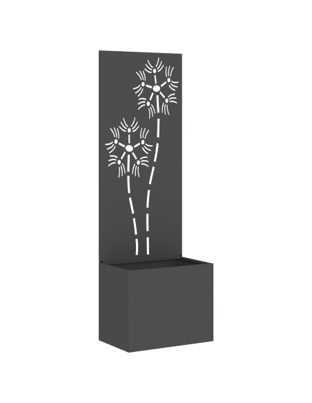 Vaso da Giardino con Pannello Decorativo Nero 50 x 140 cm