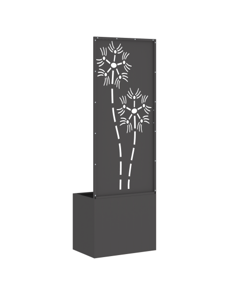 Vaso da Giardino con Pannello Decorativo Nero 50 x 140 cm