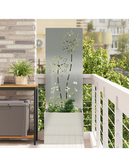 Vaso da Giardino con Pannello Decorativo Argento 50 x 140 cm