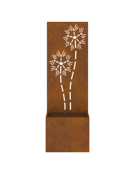 Vaso da Giardino con Pannello Decorativo Ruggine 50 x 140 cm