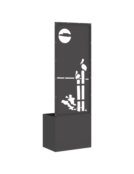 Vaso da Giardino con Pannello Decorativo Nero 50 x 140 cm