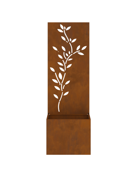 Vaso da Giardino con Pannello Decorativo Ruggine 50 x 140 cm
