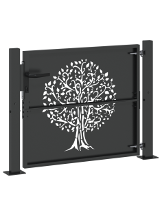 Cancello da giardino con blocco Nero 110 x 105 cm