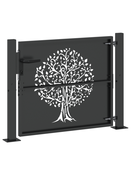 Cancello da giardino con blocco Nero 110 x 105 cm