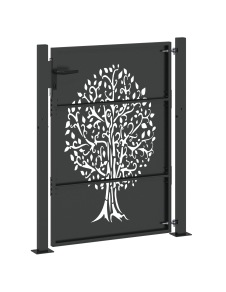 Cancello da giardino con blocco Nero 110 x 130 cm