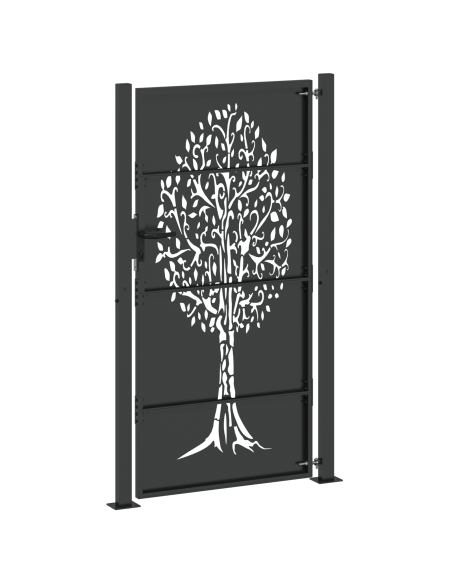 Cancello da giardino con blocco Nero 110 x 180 cm