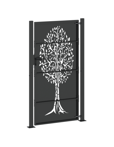 Cancello da giardino con blocco Nero 110 x 205 cm