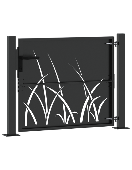 Cancello da giardino con blocco Nero 110 x 105 cm