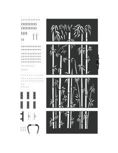 Cancello da giardino con blocco Nero 85 x 100 cm 2