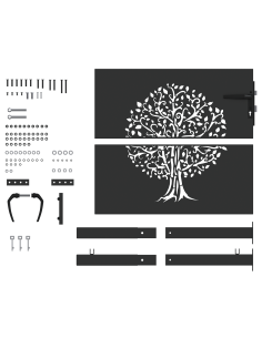Cancello da giardino con blocco Nero 110 x 105 cm 2