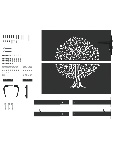 Cancello da giardino con blocco Nero 110 x 105 cm