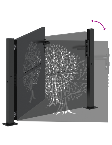 Cancello da giardino con blocco Nero 110 x 105 cm