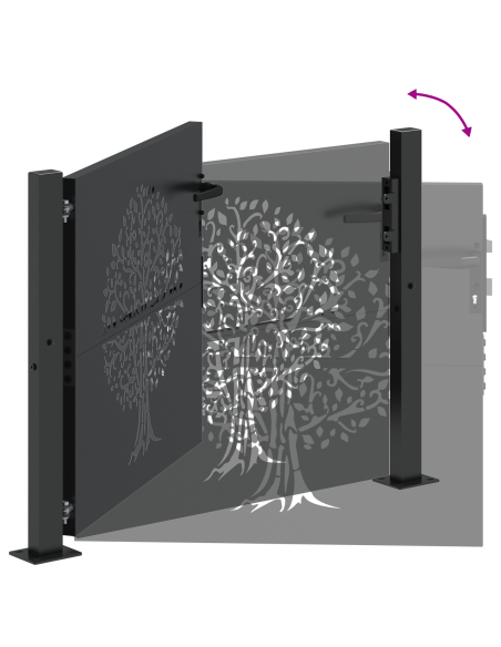 Cancello da giardino con blocco Nero 110 x 105 cm