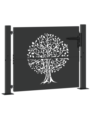 Cancello da giardino con blocco Nero 110 x 105 cm