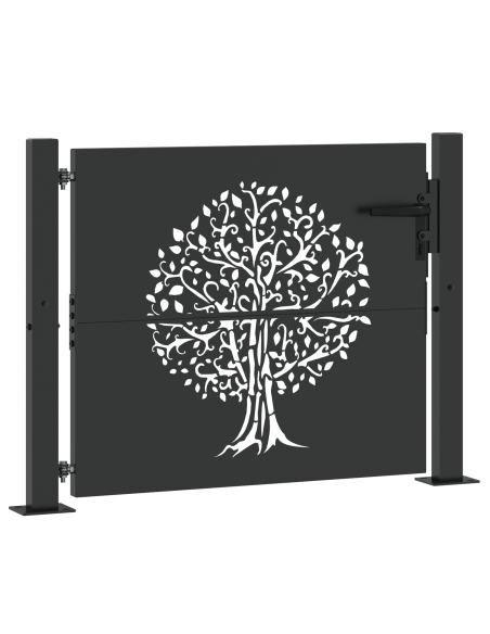 Cancello da giardino con blocco Nero 110 x 105 cm