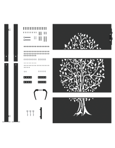 Cancello da giardino con blocco Nero 110 x 130 cm 2