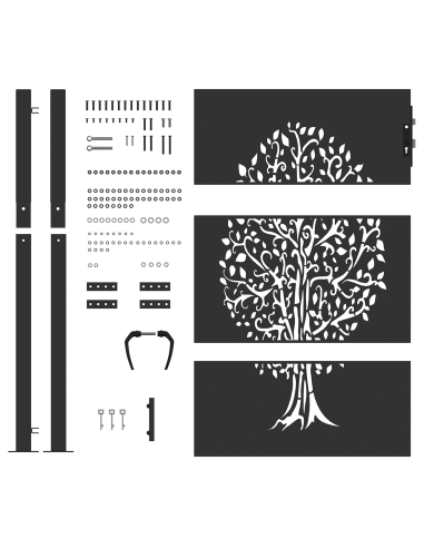 Cancello da giardino con blocco Nero 110 x 130 cm