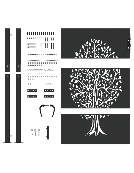 Cancello da giardino con blocco Nero 110 x 130 cm