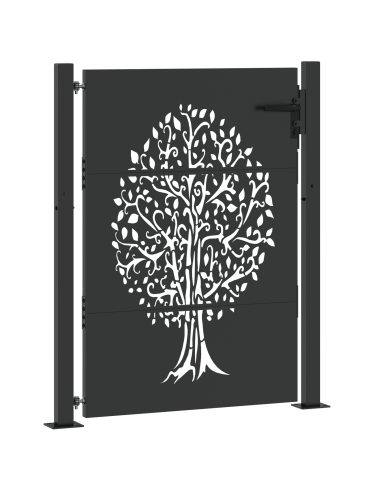 Cancello da giardino con blocco Nero 110 x 130 cm