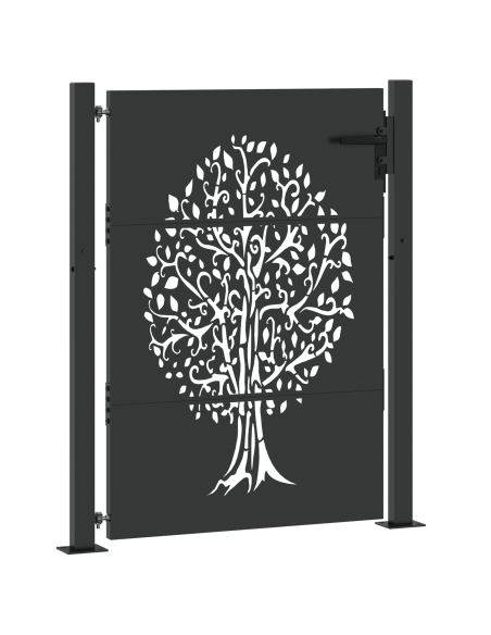 Cancello da giardino con blocco Nero 110 x 130 cm