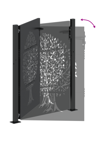 Cancello da giardino con blocco Nero 110 x 155 cm