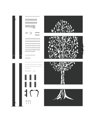Cancello da giardino con blocco Nero 110 x 180 cm