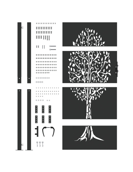 Cancello da giardino con blocco Nero 110 x 180 cm