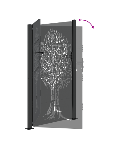 Cancello da giardino con blocco Nero 110 x 180 cm