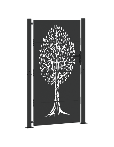 Cancello da giardino con blocco Nero 110 x 180 cm
