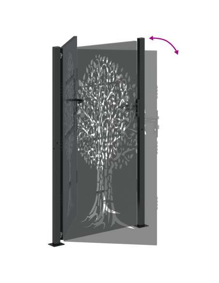 Cancello da giardino con blocco Nero 110 x 205 cm