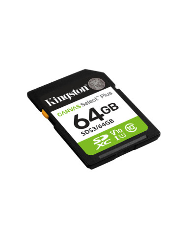 Kingston Technology 64GB SDXC Canvas Select Plus Gen3 100MB/s C10 UHS-I U1 V10