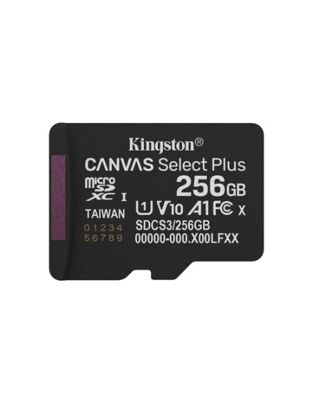 Kingston Technology 256GB microSDXC Canvas Select Plus Gen3 150MB/s A1 (Adattatore SD incluso)