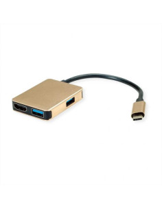 ROLINE 12.02.1120 replicatore di porte e docking station per laptop Cablato USB 3.2 Gen 1 (3.1 Gen 1) Type-C Oro