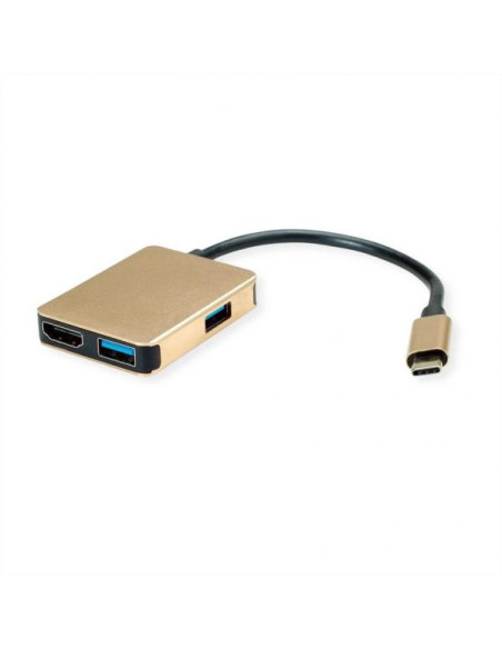 ROLINE 12.02.1120 replicatore di porte e docking station per laptop Cablato USB 3.2 Gen 1 (3.1 Gen 1) Type-C Oro