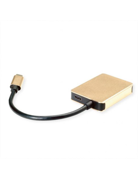 ROLINE 12.02.1120 replicatore di porte e docking station per laptop Cablato USB 3.2 Gen 1 (3.1 Gen 1) Type-C Oro