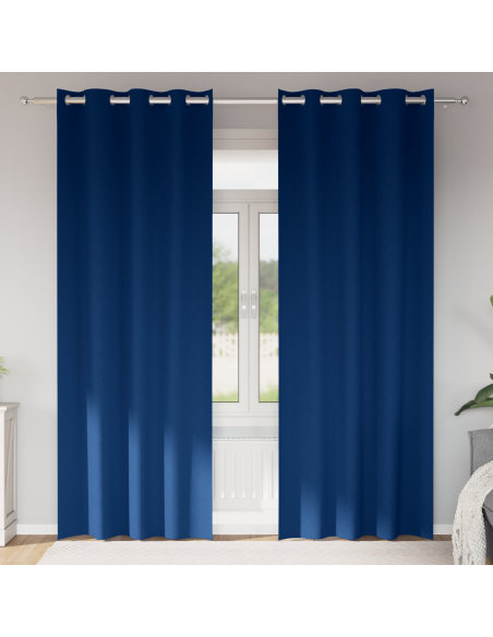 Tende Blackout con Anelli 2 pcs Blu Scuro 260 x 140 cm