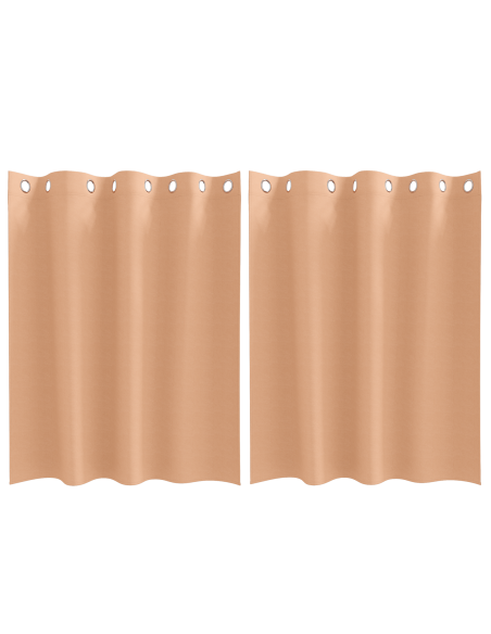 Tende Blackout con Anelli 2 pcs Marrone Chiaro 140 x 140 cm