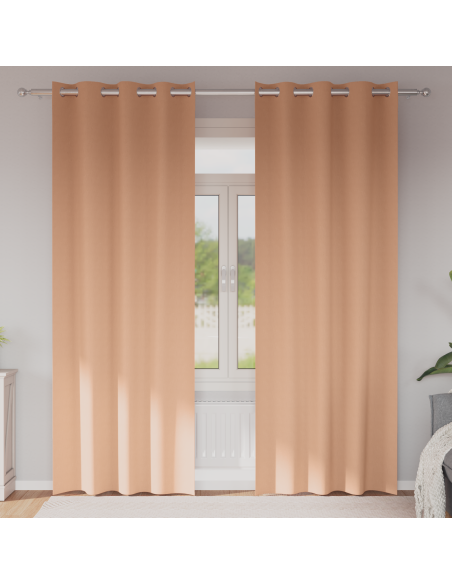 Tende Blackout con Anelli 2 pcs Marrone Chiaro 225 x 140 cm