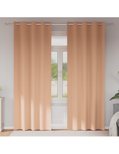 Tende Blackout con Anelli 2 pcs Marrone Chiaro 245 x 140 cm