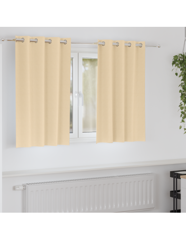 Tende Blackout con Anelli 2 pcs Crema 140 x 140 cm Poliestere
