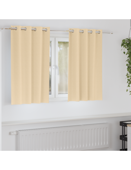Tende Blackout con Anelli 2 pcs Crema 140 x 140 cm Poliestere