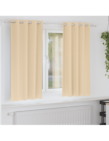 Tende Blackout con Anelli 2 pcs Crema 175 x 140 cm Poliestere