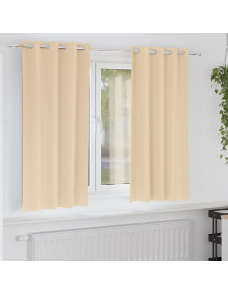 Tende Blackout con Anelli 2 pcs Crema 175 x 140 cm Poliestere