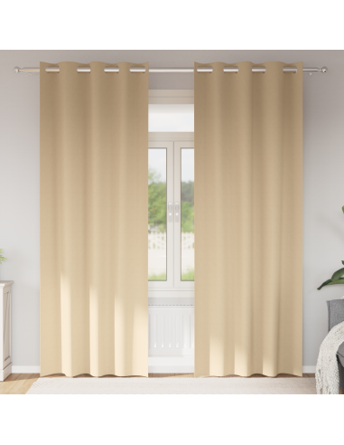 Tende Blackout con Anelli 2 pcs Crema 225 x 140 cm Poliestere